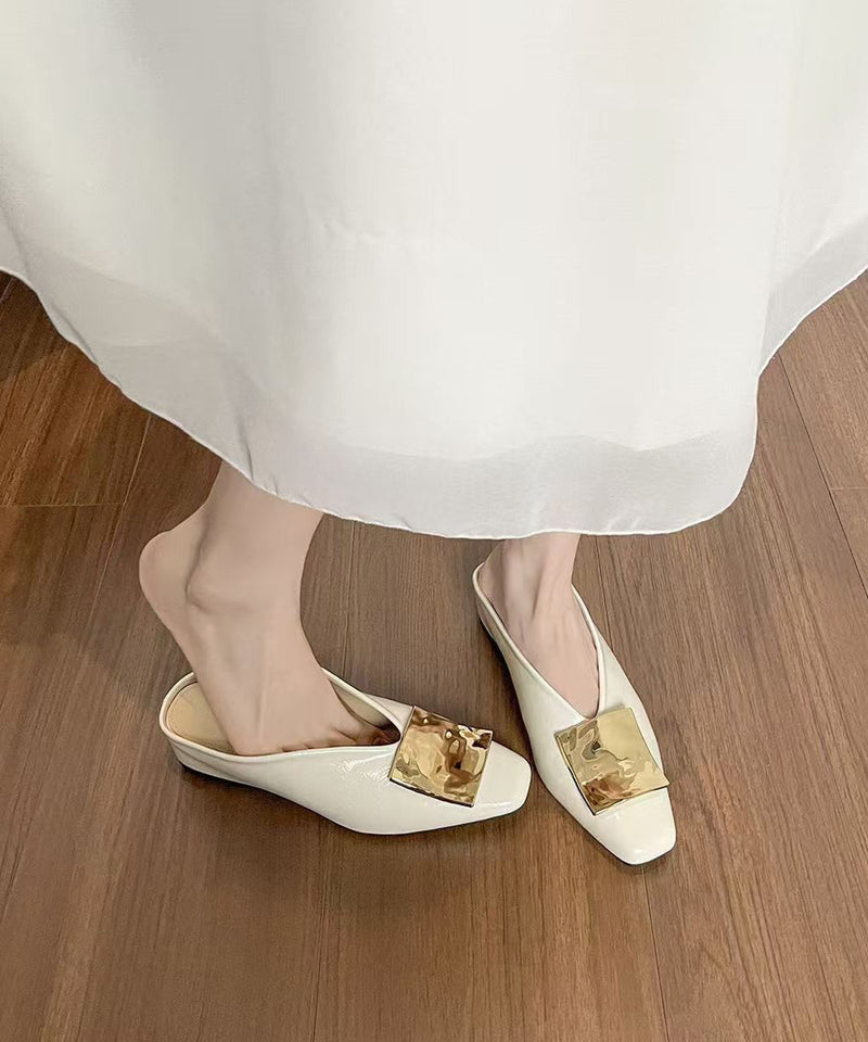 Black Sequined Splicing Sheepskin Wedge Slide Sandals