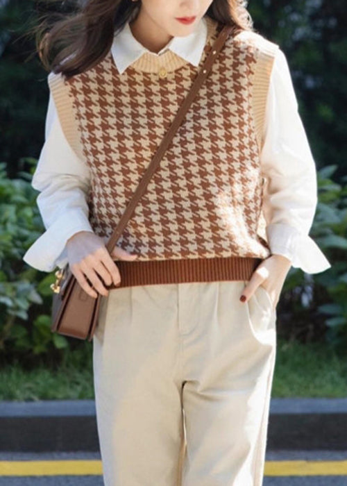 White Shirts and Waistcoat Patchwork Cotton Knit Sets 2 Pieces Fall