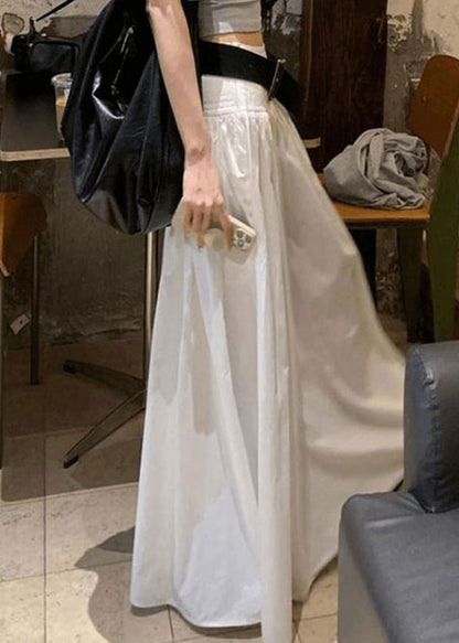 Fine White High Waist Cotton Skirts Summer
