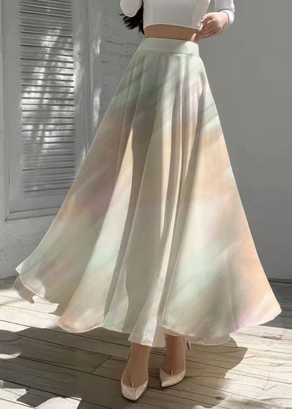 Gradient Color Exra Large Hem Chiffon Skirts Summer