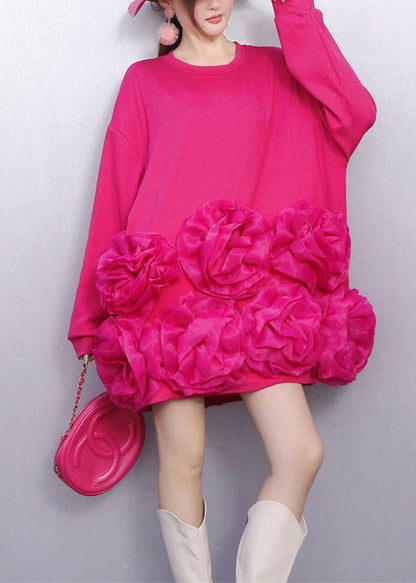 Unique Rose Oversized Cotton Tea Dress Spring