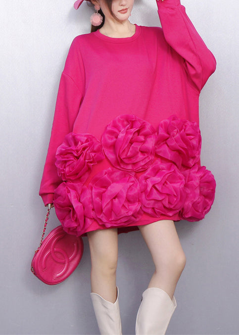 Unique Rose Oversized Cotton Tea Dress Spring