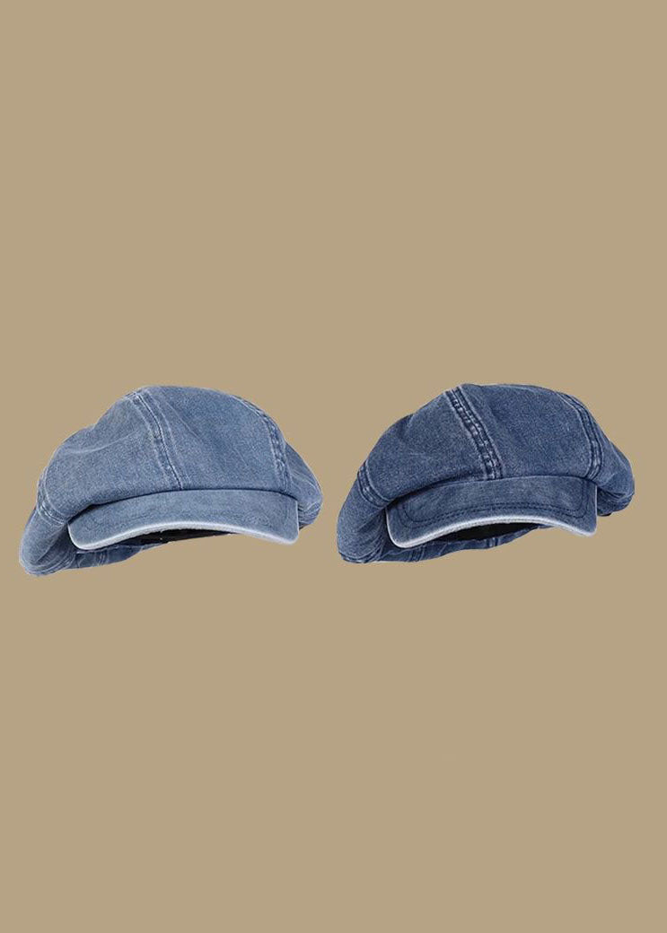 Denim Light Blue Patchwork Cotton Breton Hat