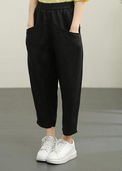 Chocolate Elastic Waist Linen Summer Pants