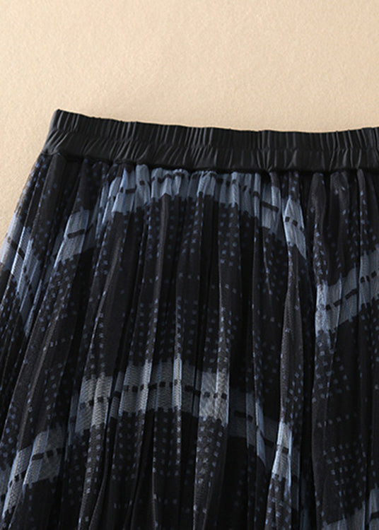 Simple Elastic Waist Plaid Tulle Skirt Spring