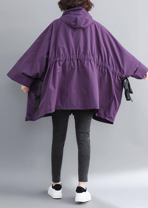 Hooded Tie Waist Spring Coats Purple Dresses Jackets