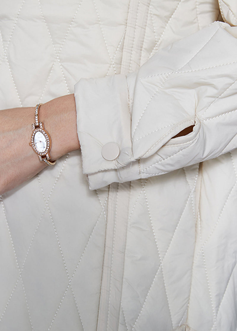 White Oversized Drawstring Duck Down Puffer Jacket Winter