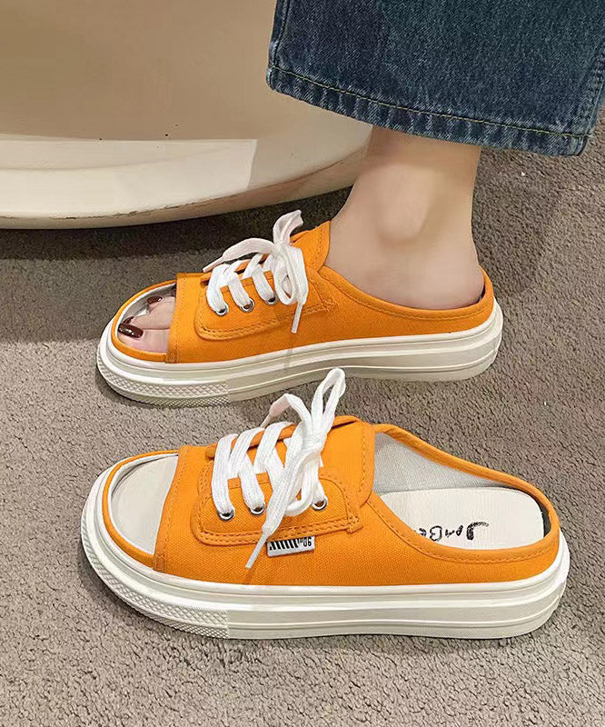 New Summer Stylish Green Lace Up Canvas Slide Sandals