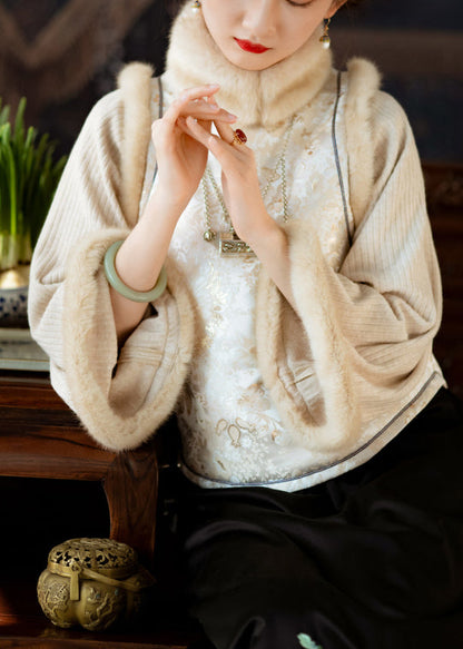 Teddy Patchwork False Two Piece Chinese Style Cotton Filled Top Winter