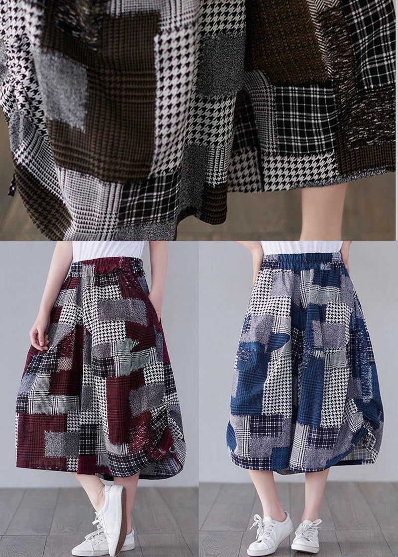 Diy Chocolate Plaid Lantern Pants Summer Cotton Linen