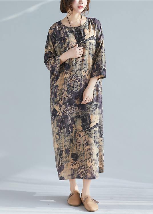 Italian O Neck Pockets Spring Tunics Shape Print Dresses