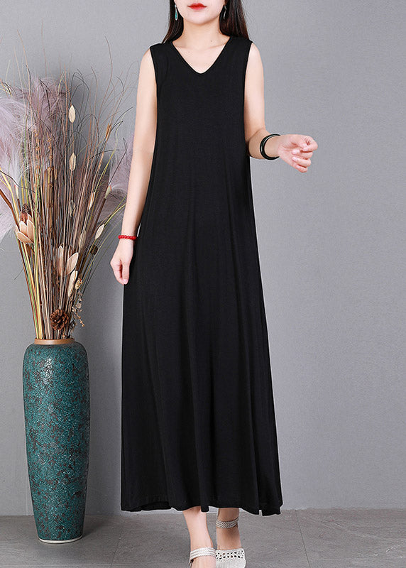 Black V Neck Cotton Cardigans and Dress Two Pieces Set Long Sleeve
