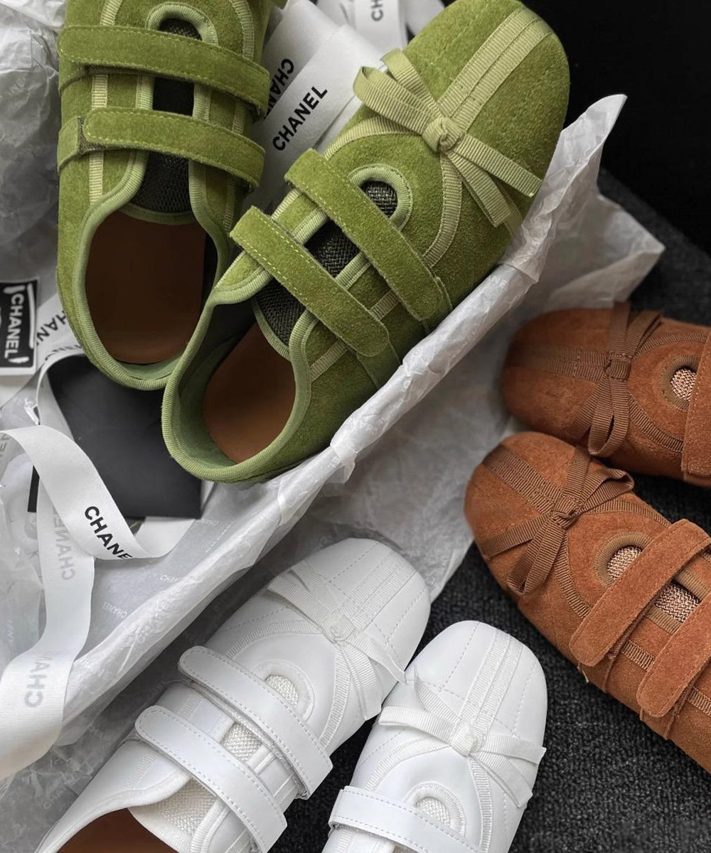 Versatile Splicing Soft Flat Shoes Green Suede