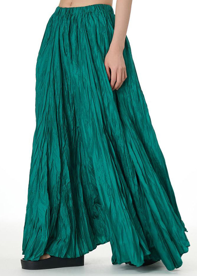Green Loose Cotton Summer Skirts Elastic Waist