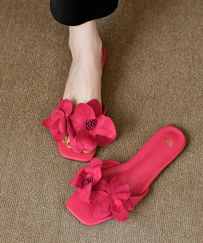 Rose Splicing French Slide Sandals Peep Toe