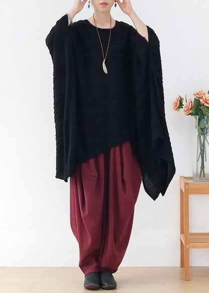 Classy Black O-neck Loose Fall Long Sleeve Tops