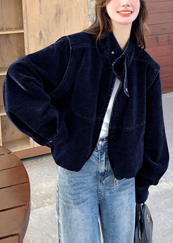 Navy Oversized Detachable Denim Coat Outwear Spring