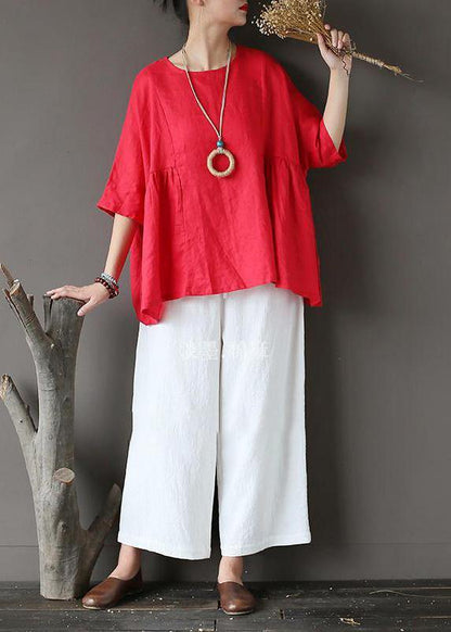 Diy U Neck Linen Summer Rose Tops