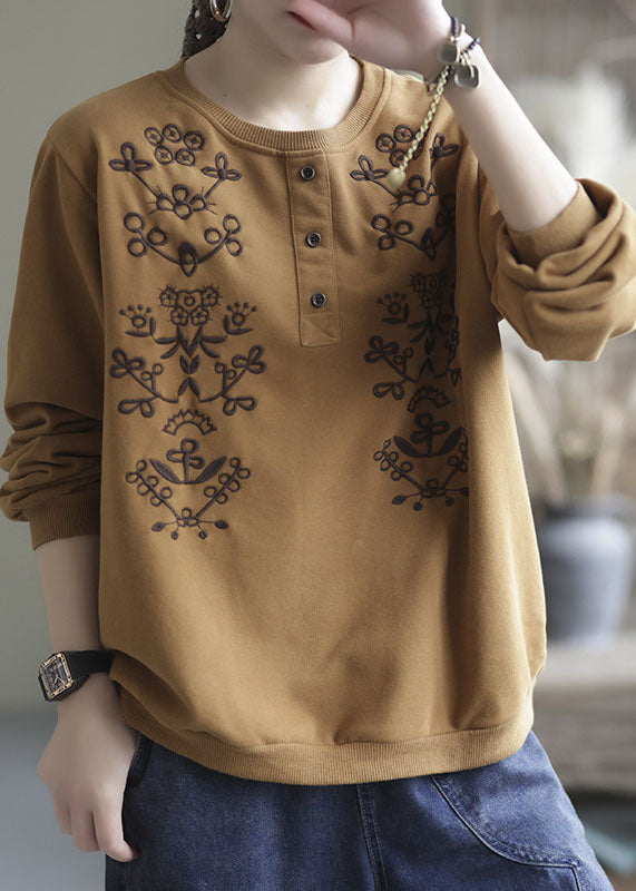 Diy Yellow Embroideried Cotton Tops Spring