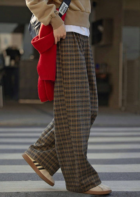 New Plaid High Waist Wide Leg Pants Spring