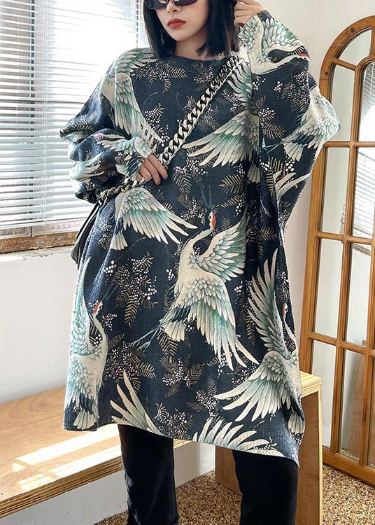 Unique O Neck Spring Blouses for Tutorials Crane Design Tops