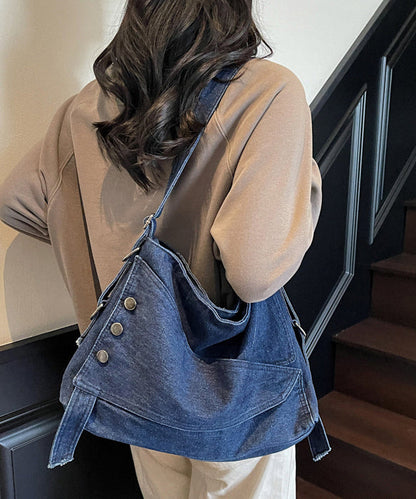 Large Capacity Asymmetrical Design Denim Messenger Bag