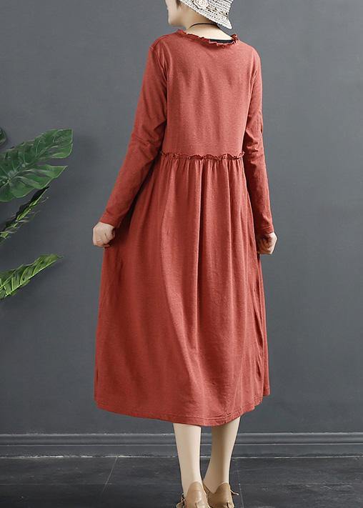 Red Dresses Ruffled Patchwork Maxi Dresses