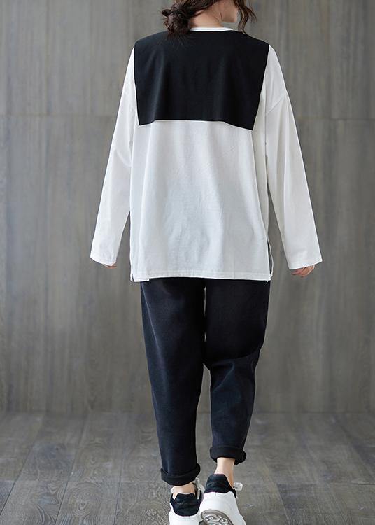 Classy White Shirts O Neck Side Open Loose Spring Blouse