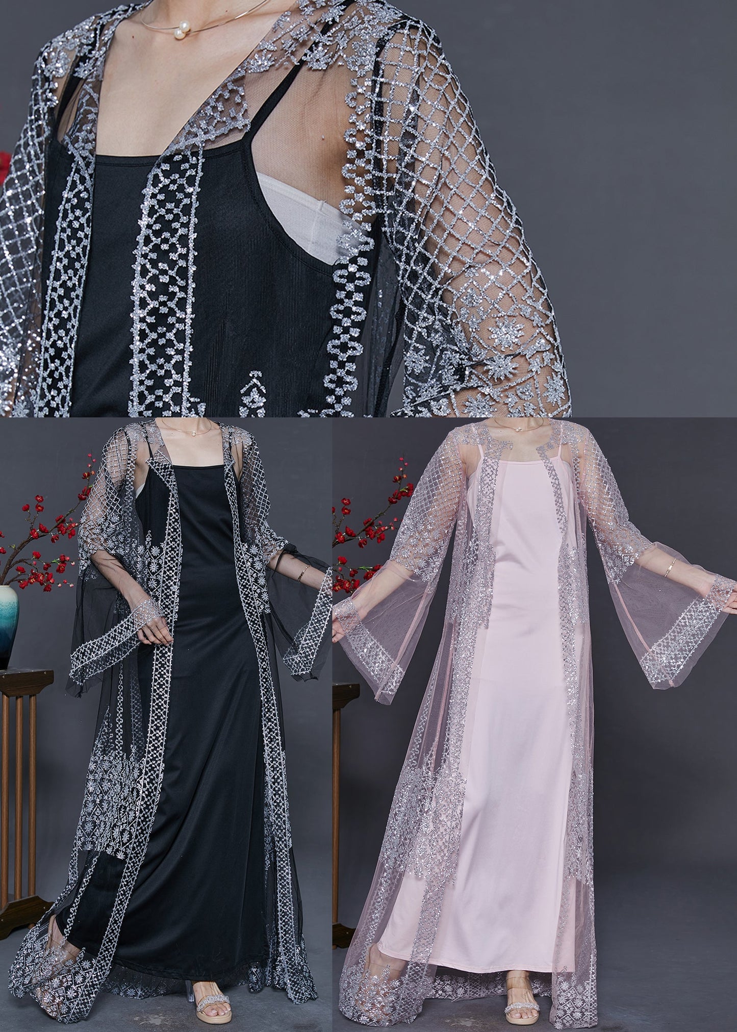 Pink Tulle Two Pieces Set Sequins Summer