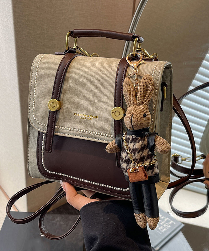 Denim Blue Patchwork Zircon Messenger Bag