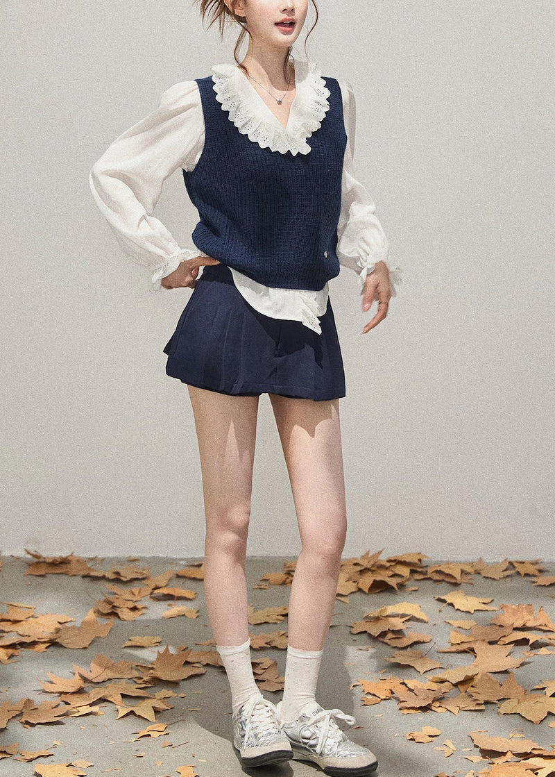 Classy Navy Thick Knit Vest Fall