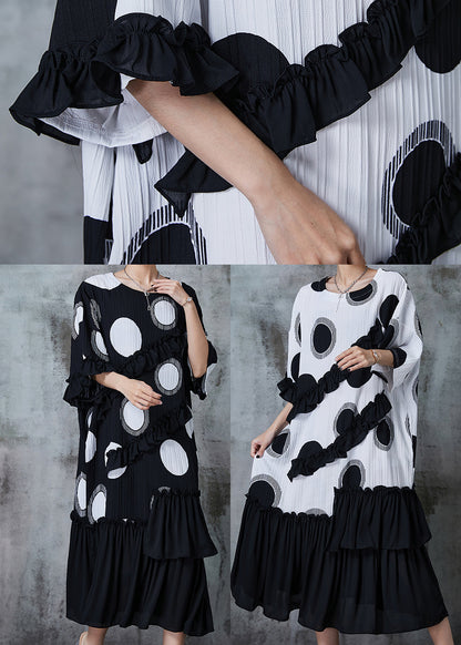 Black Ruffled Patchwork Chiffon Maxi Dress Summer