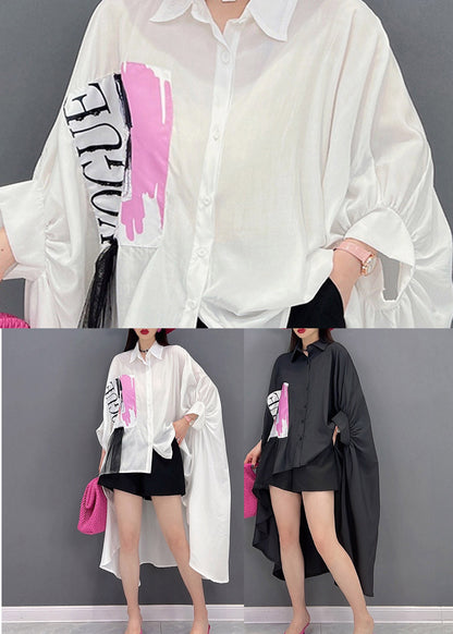 Boutique White Peter Pan Collar Print Shirt Long Sleeve