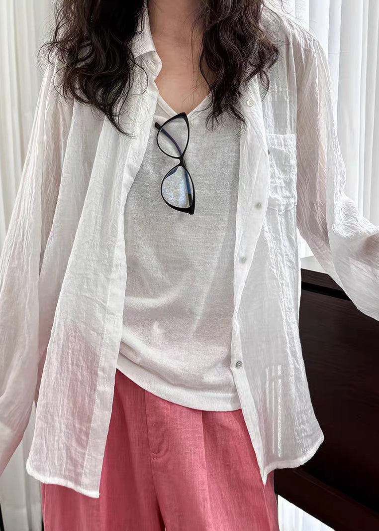 White Patchwork Peter Pan Collar Lantern Sleeve