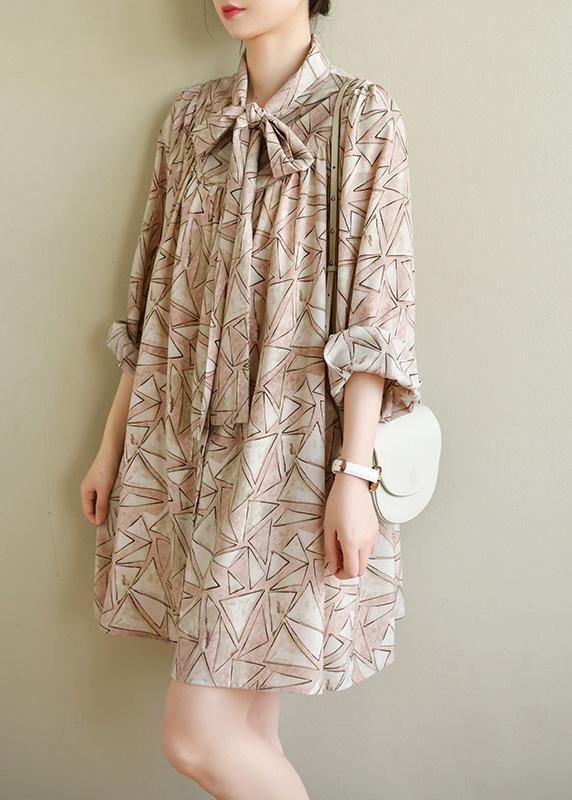 Pink Print Chiffon Button Spring Maxi Dress