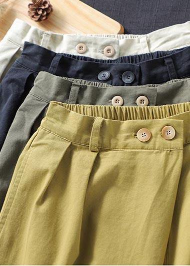 100% Yellow Jeans Fall Spring Button Down Sewing Pants