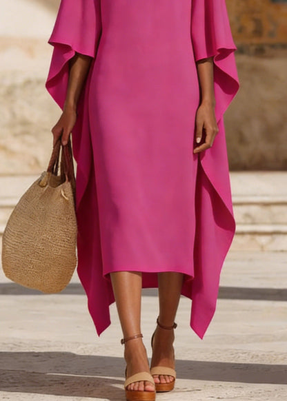 Rose Asymmetrical Design Holiday Maxi Dress Spring