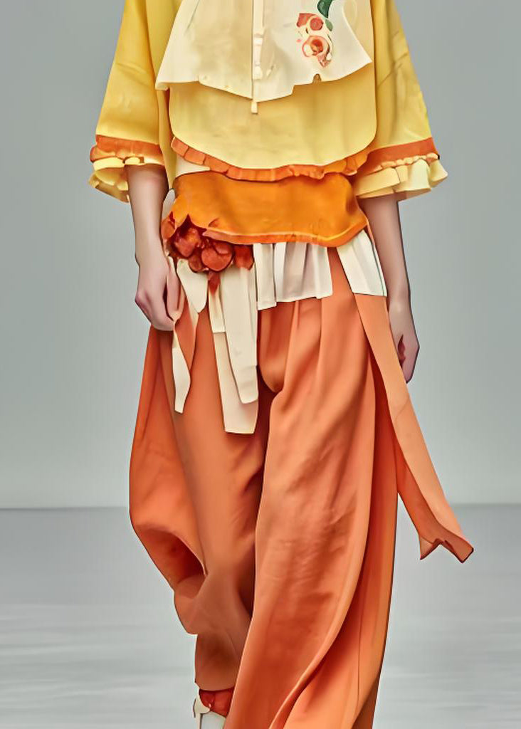 New O-neck Print Tops and Pants Cotton Two Pieces Set Summer