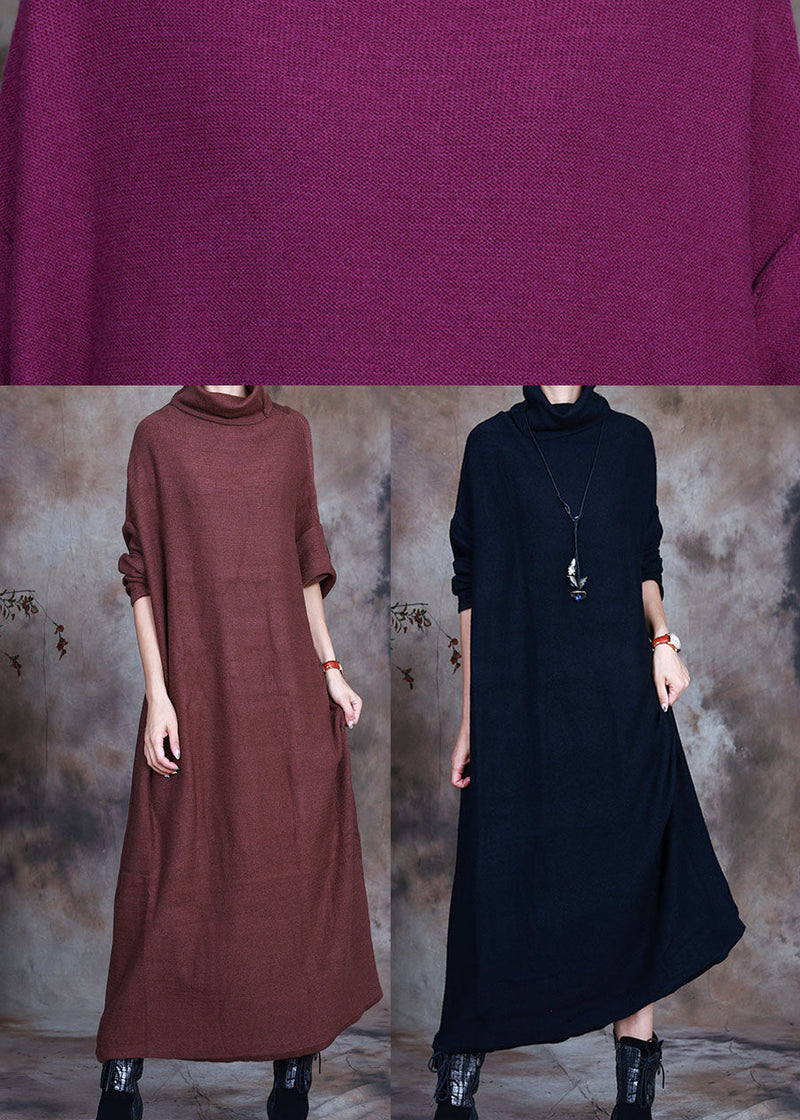 Purple Red Loose Knit Holiday Dress Spring
