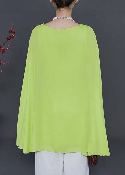 Fruit Green Asymmetrical Chiffon Blouse Summer