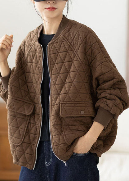 Brief Coffee Pockets Patchwork Warm Coats Fall