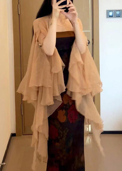 New Khaki Thin Chiffon Cardigans Butterfly Sleeve