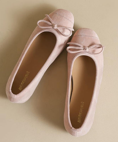 French Blue Suede Bow Splicing Comfy Penny Loafers
