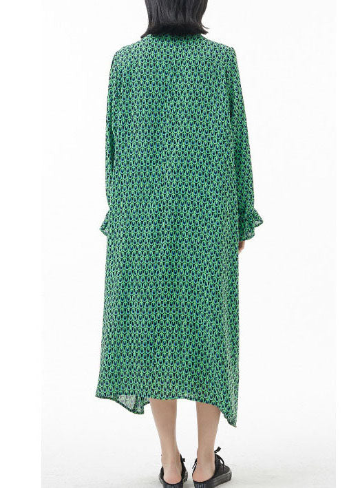 Classy Green Tie Waist V Neck Silk Vacation Dress Spring