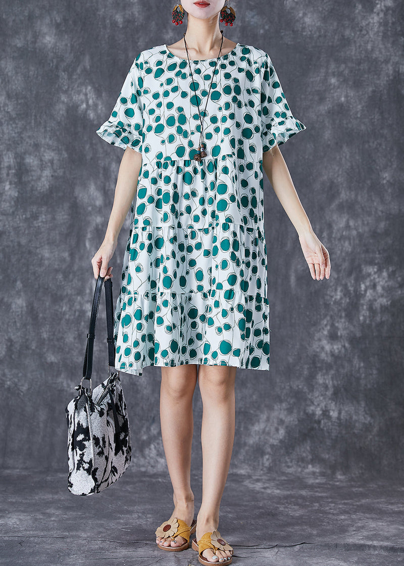 Green Print Patchwork Chiffon Maxi Dresses Summer