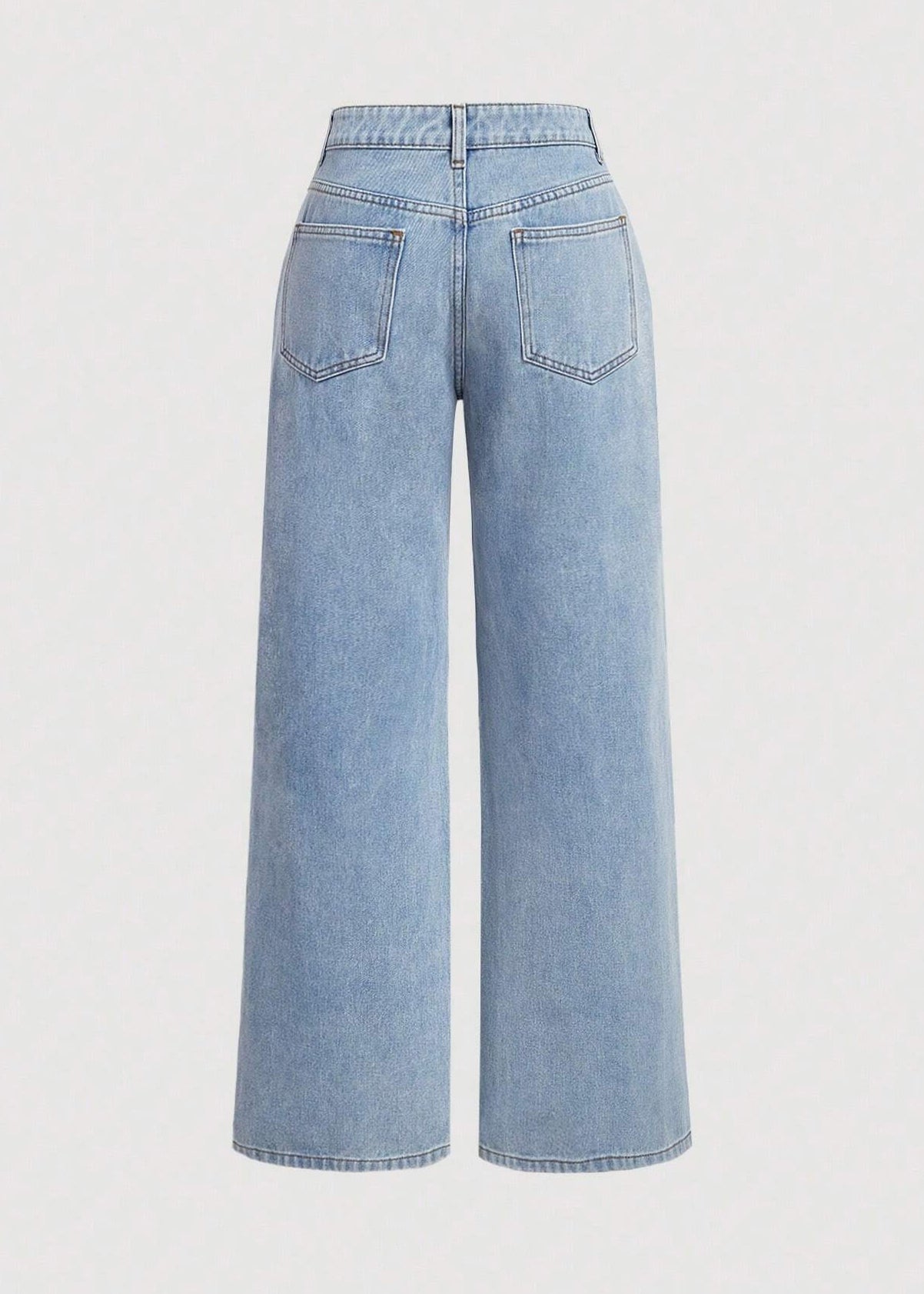 Blue Pockets Bow Wide Leg Jeans Fall