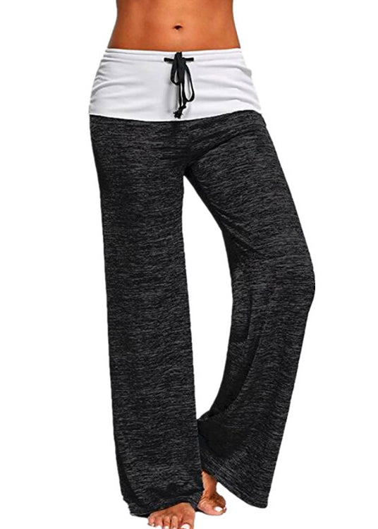 Grey Drawstring Patchwork Cotton Pants Summer