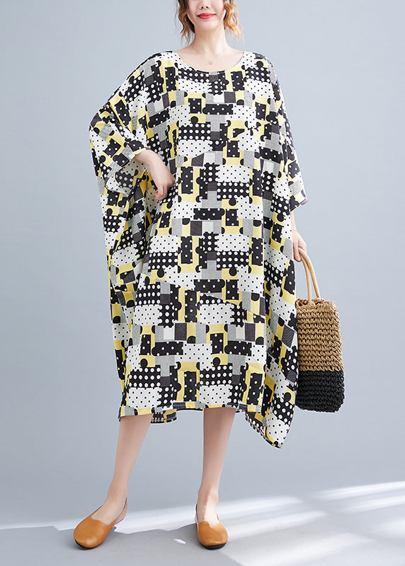 Yellow O-neck Holiday Maxi Dress Spring