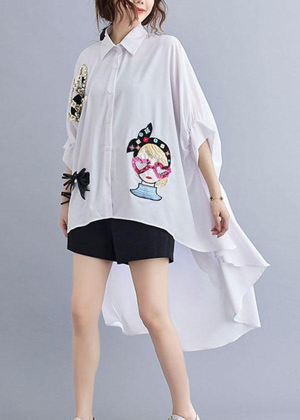 Style White Nail Bead Sequins Button Summer Top