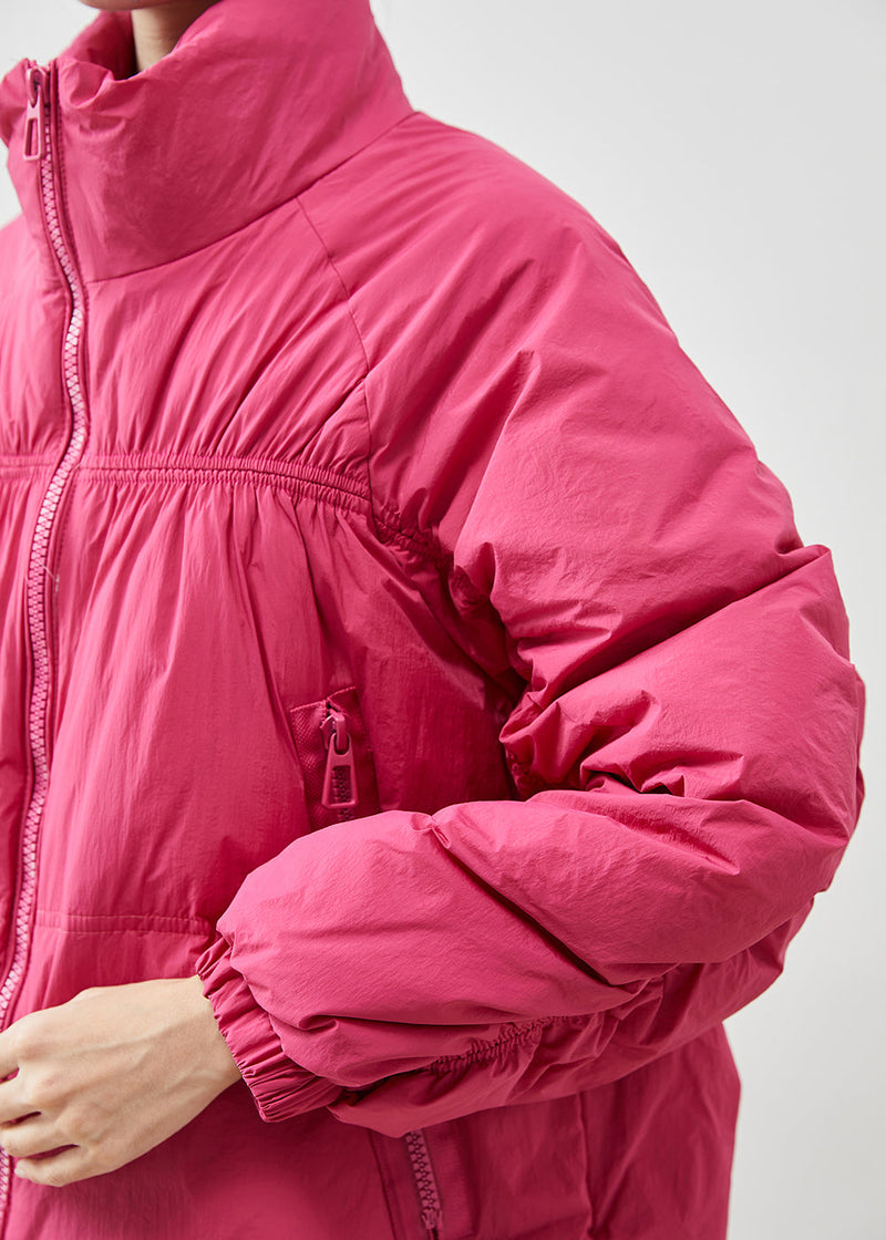 Rose Zip Up Wrinkled Duck Down Down Coat Winter